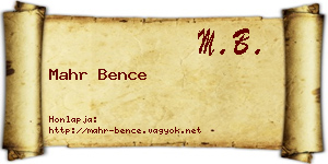 Mahr Bence névjegykártya